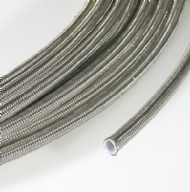 Click to enlarge - Extruded smooth bore PTFE hose reinforced by a stainless steel overbraid. Designed for use with most industrial gases, chemicals, adhesives, steam, etc. Offers good flexibility and high working temperatures.