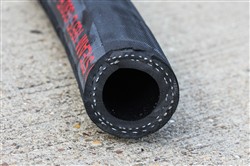 Click to enlarge - Black steam hose for use with saturated steam. Very flexible and made with heat, abrasion and ozone resistant rubber. Liner is made from a conductive EPDM rubber. For use with Boss type bolted steam couplings.